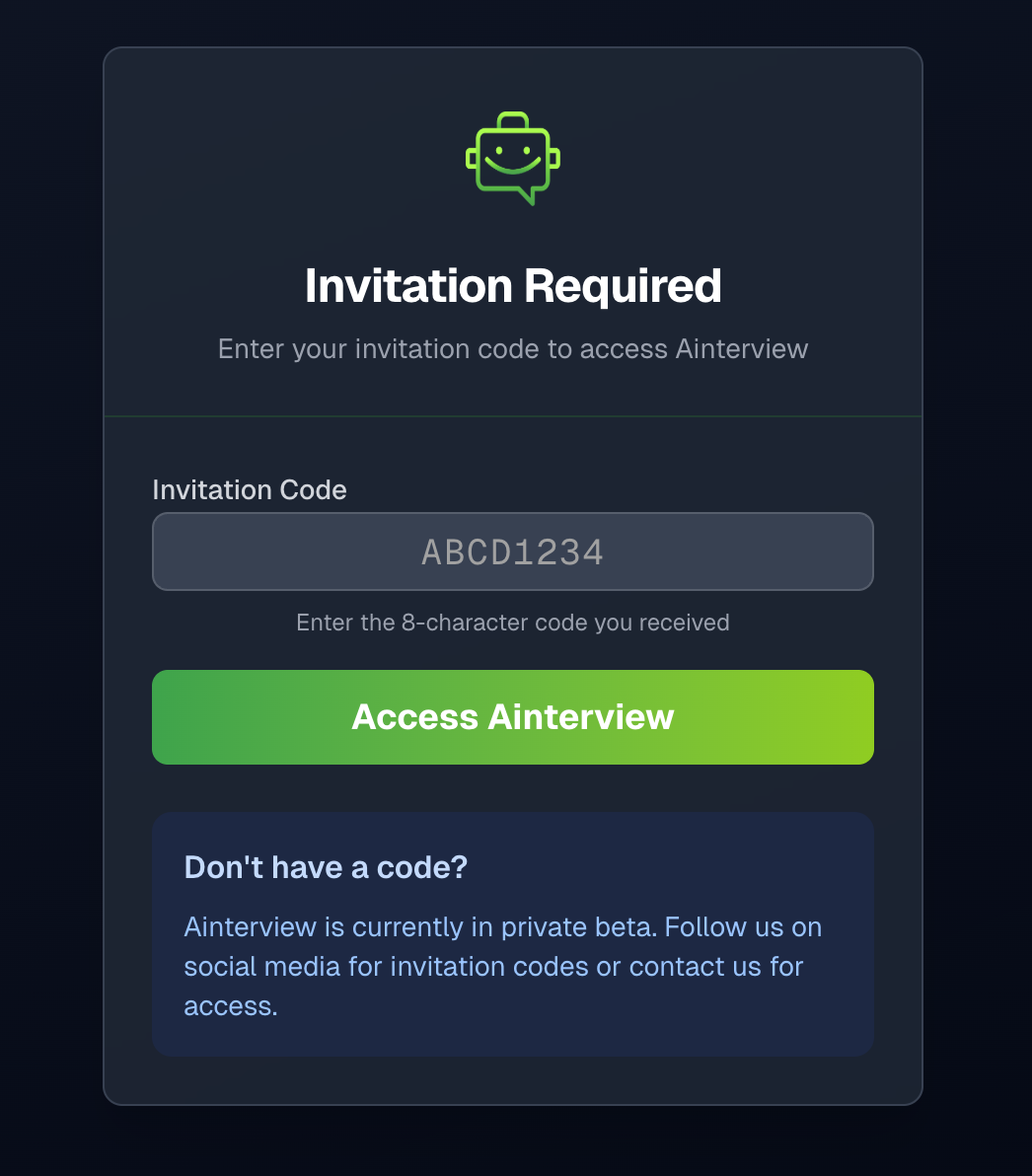 Invitation Code Entry